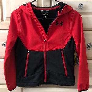 Under Armour Youth Small Red & Black Water Repellant Hooded Jacket - NWT